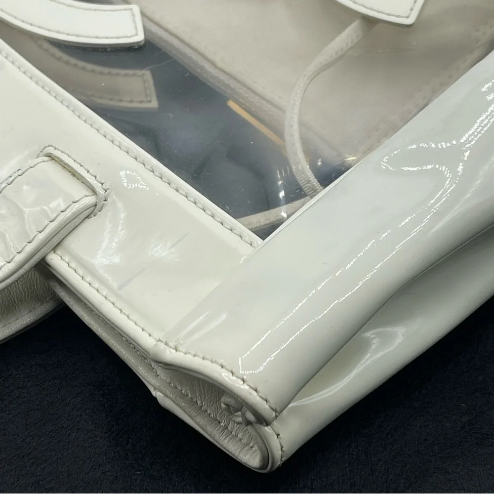 Chanel Vinyl Clear Triple CC Logo Coco Transparent Plastic Tote Shoulder Bag - Picture 7 of 16
